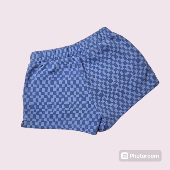 GAP Kids Girls Sweat Shorts Blue Checkered Size Smal 6-7 - Picture 2 of 3